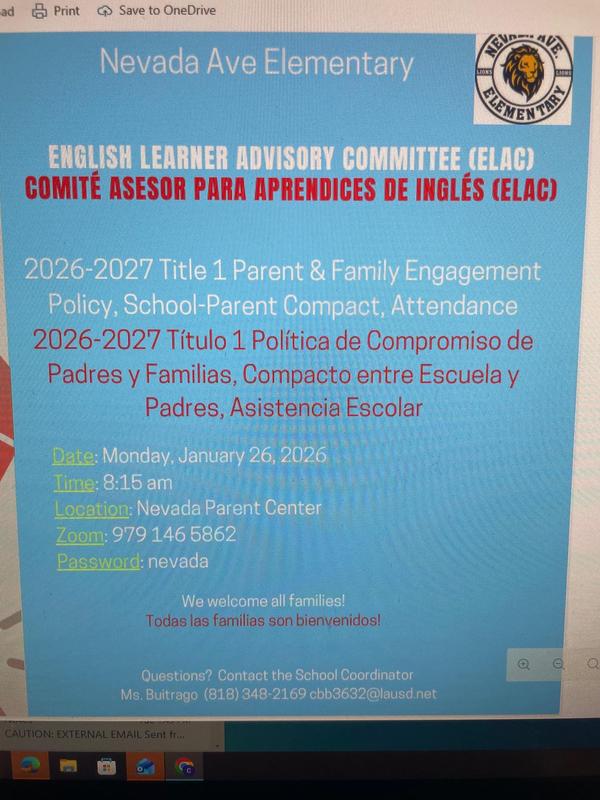 Join us on Monday, January 26, 2026 at 8:15 am for the Title 1 Parent & Family Engagement! Únase a nosotros el lunes 26 de enero de 2026 a las 8:15 a. m. para el evento de participación de padres y familias del Programa Título 1.