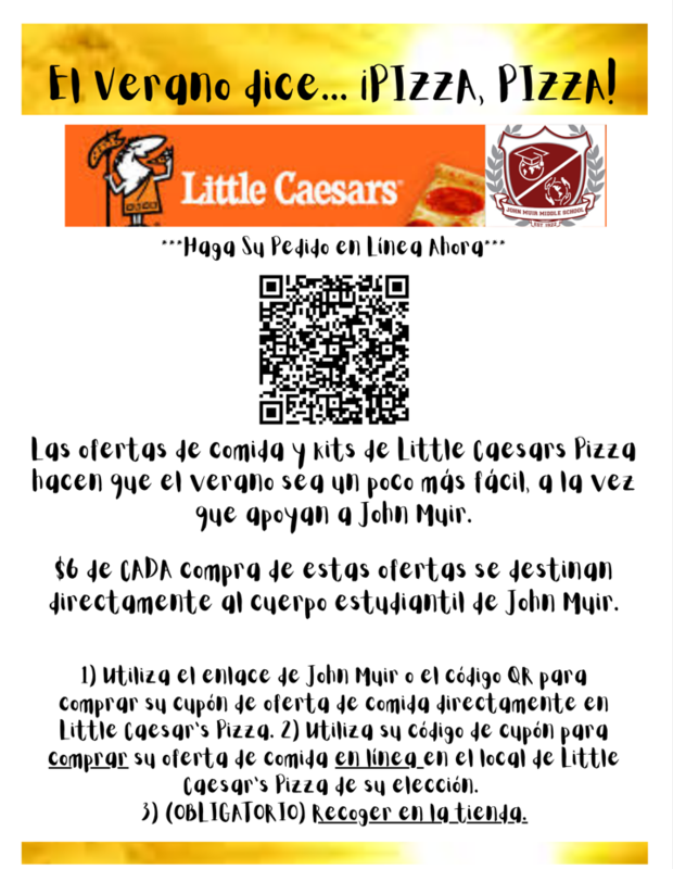 Folleto en español para la recaudación de fondos de Little Caesars