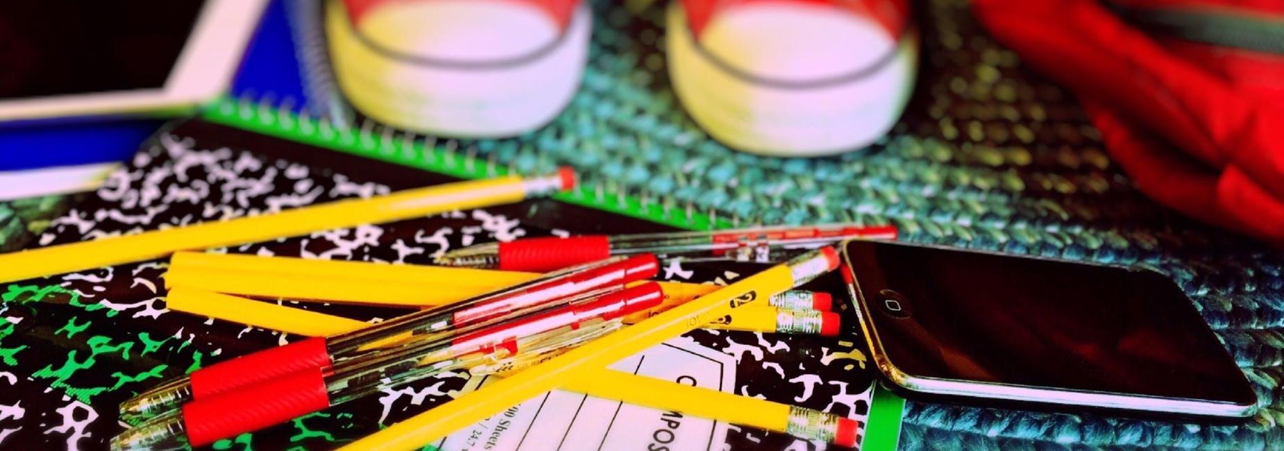 Pencils with pads on floor