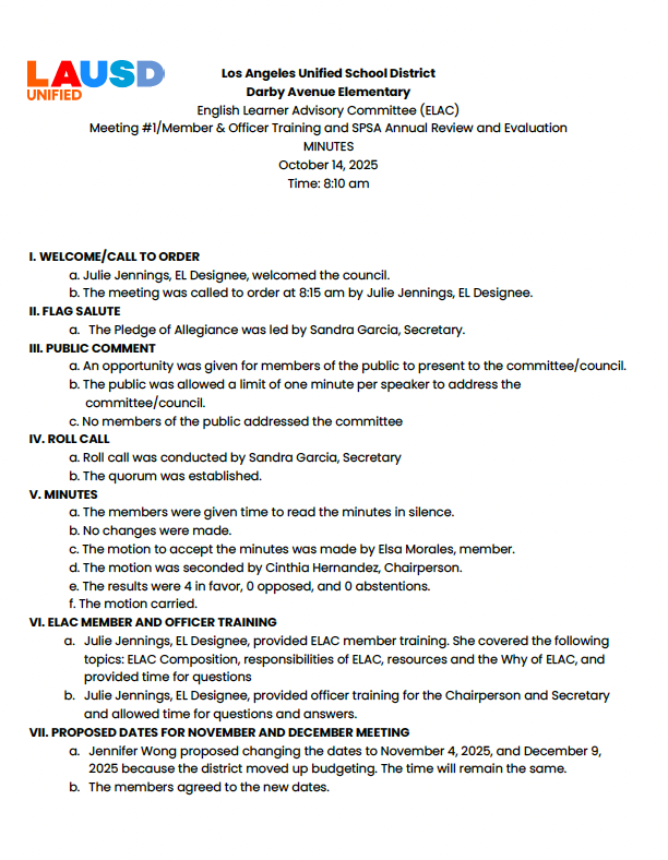 ELAC October Minutes Featured Photo