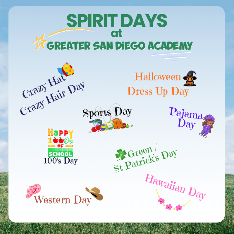 Info graphic with spirit days listed