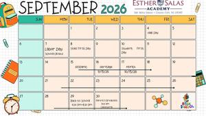 September 2026 Calendar-Esther Salas Academy