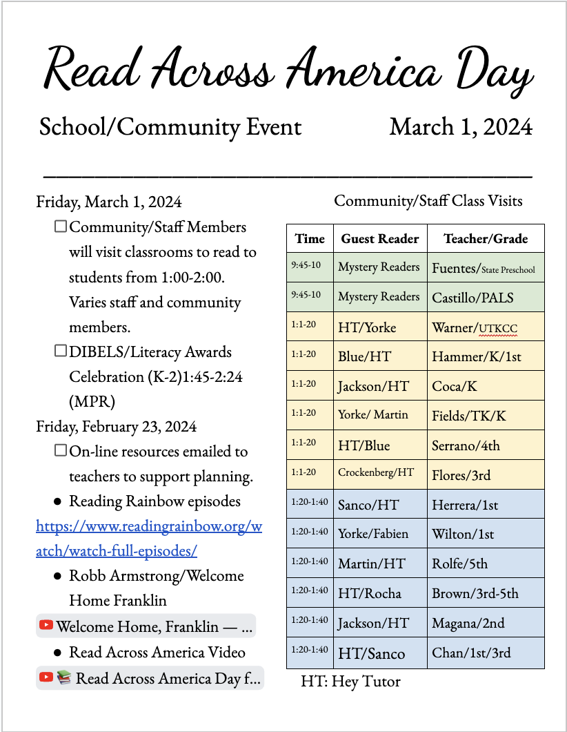 January/February 2024 This months Activities/Events Coliseum Street