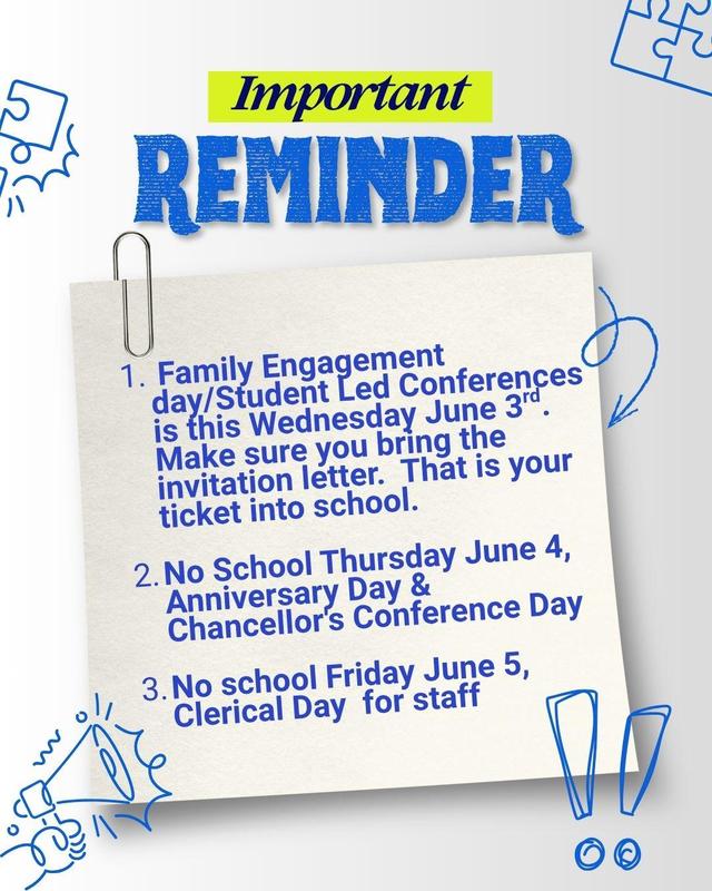 blue and white reminder flyer