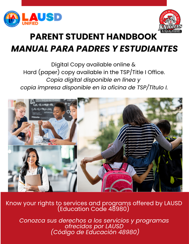 Parent Student Handbook available online or on campus