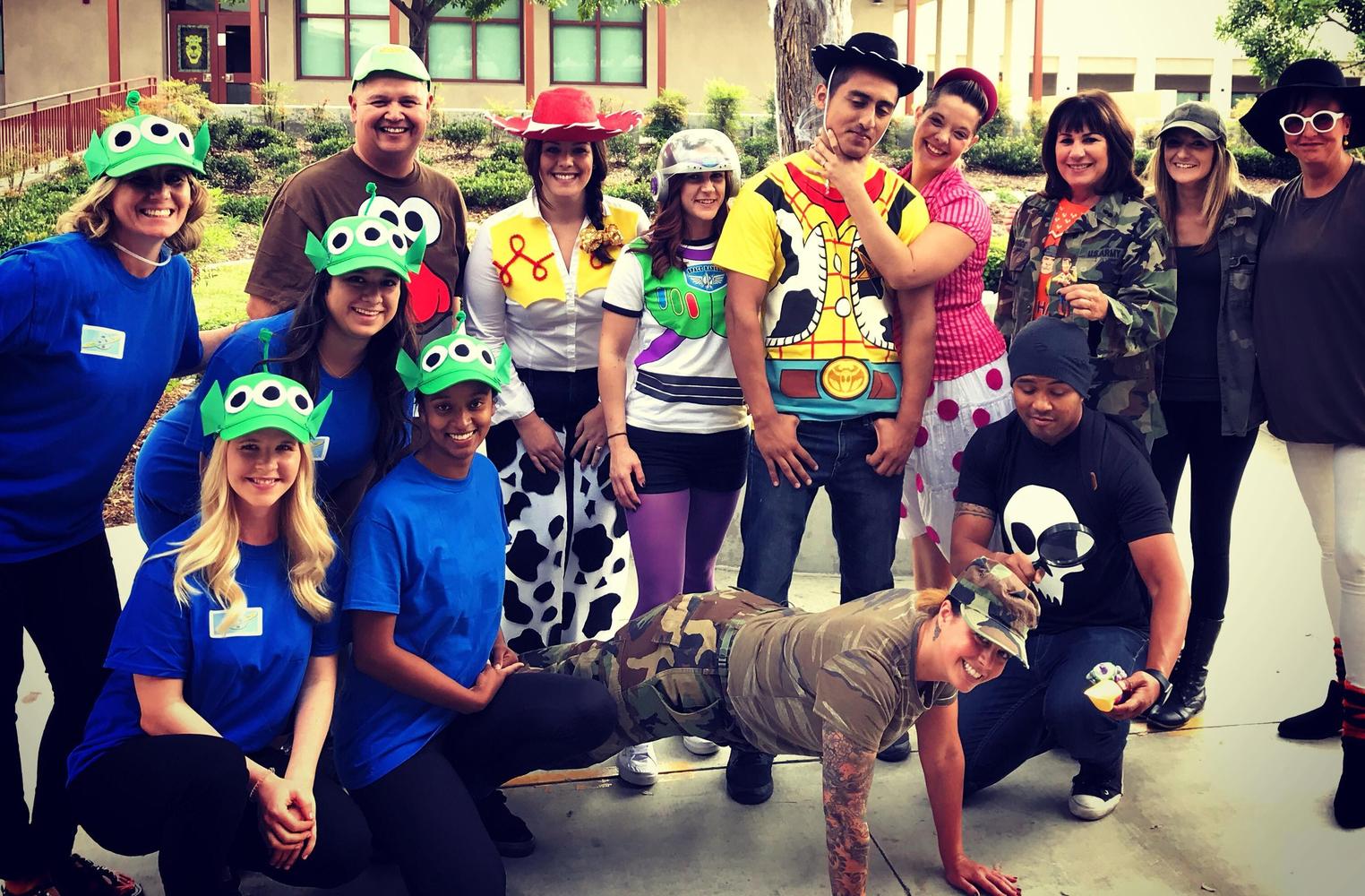Special Ed staff dressed as Toy Story characters for Halloween