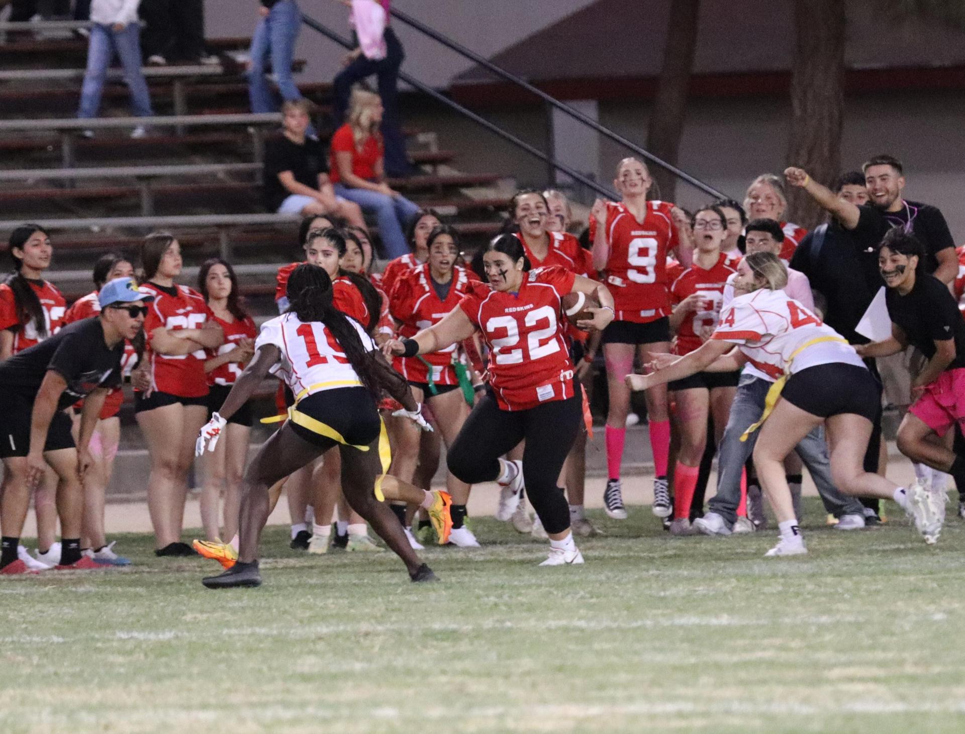 girls playing flag football