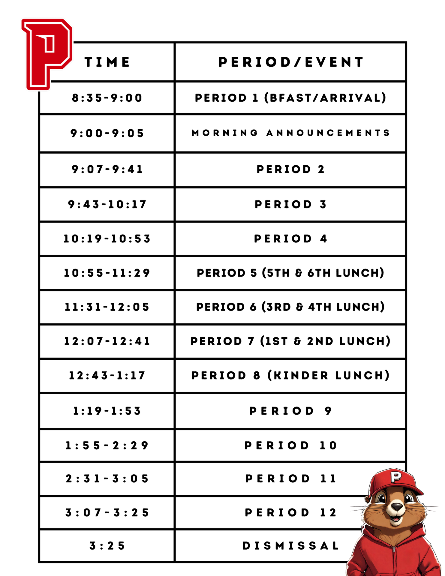 Regular Schedule