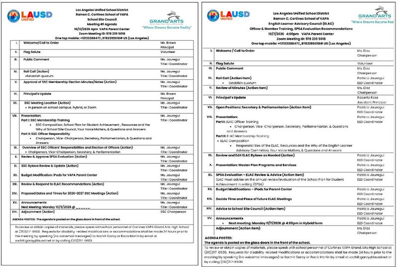 Pic of SSC & ELAC Agendas