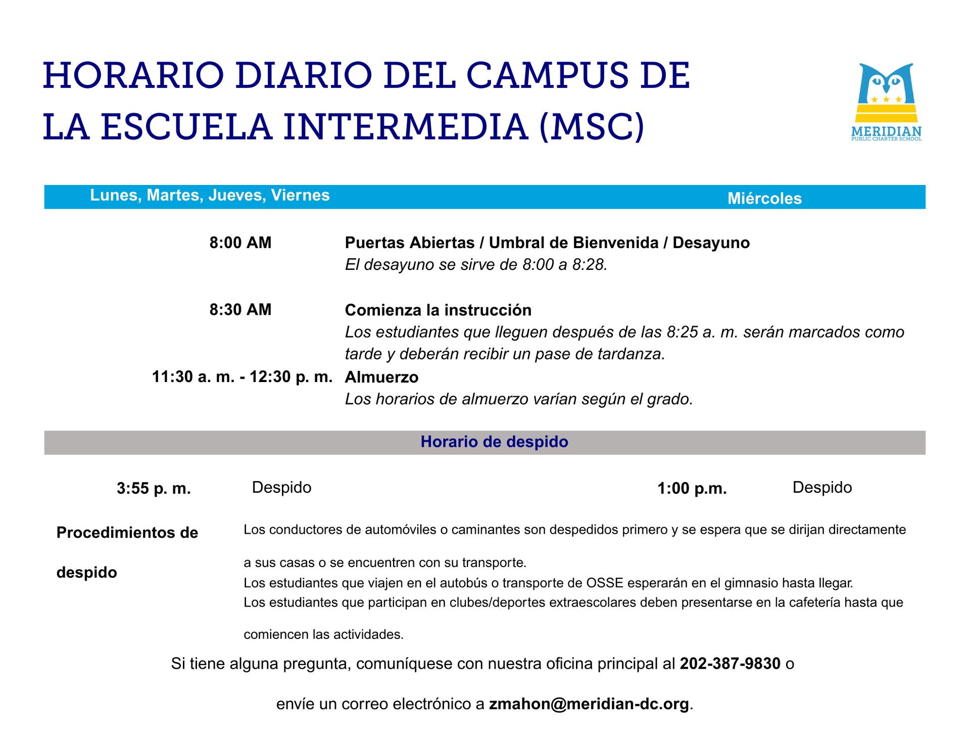 MSC Daily Schedule