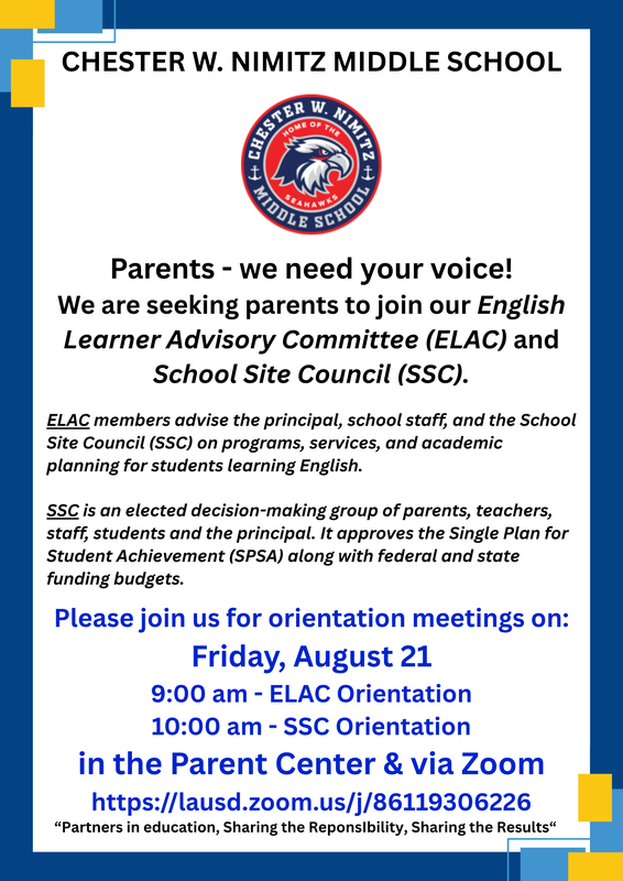 ELAC and SSC Orientations