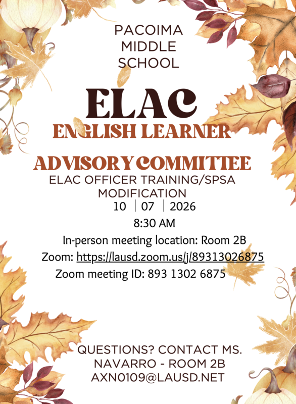 ELAC Meeting on October 7th! Featured Photo