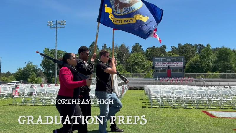 Northeast High Color Guard Graduation Preps