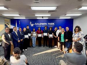 2025 Summer ETS Interns Pose for a photo with the Board of Education