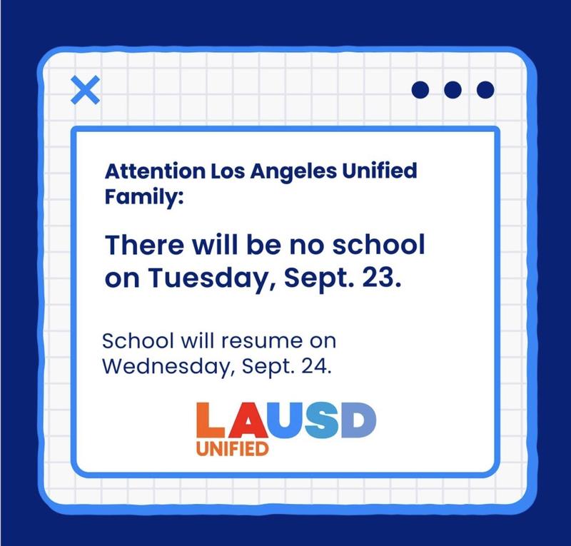 No School Tuesday, September 23, 2025