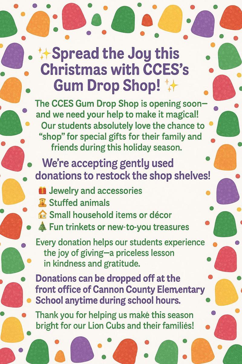 Gum Drop Shop Donations
