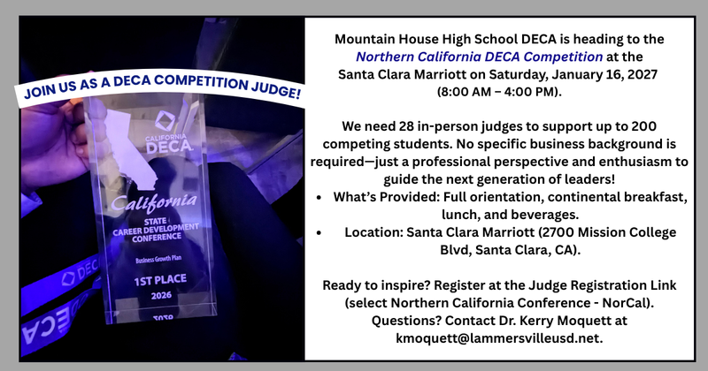 Join us as a DECA Competition Judge! Featured Photo