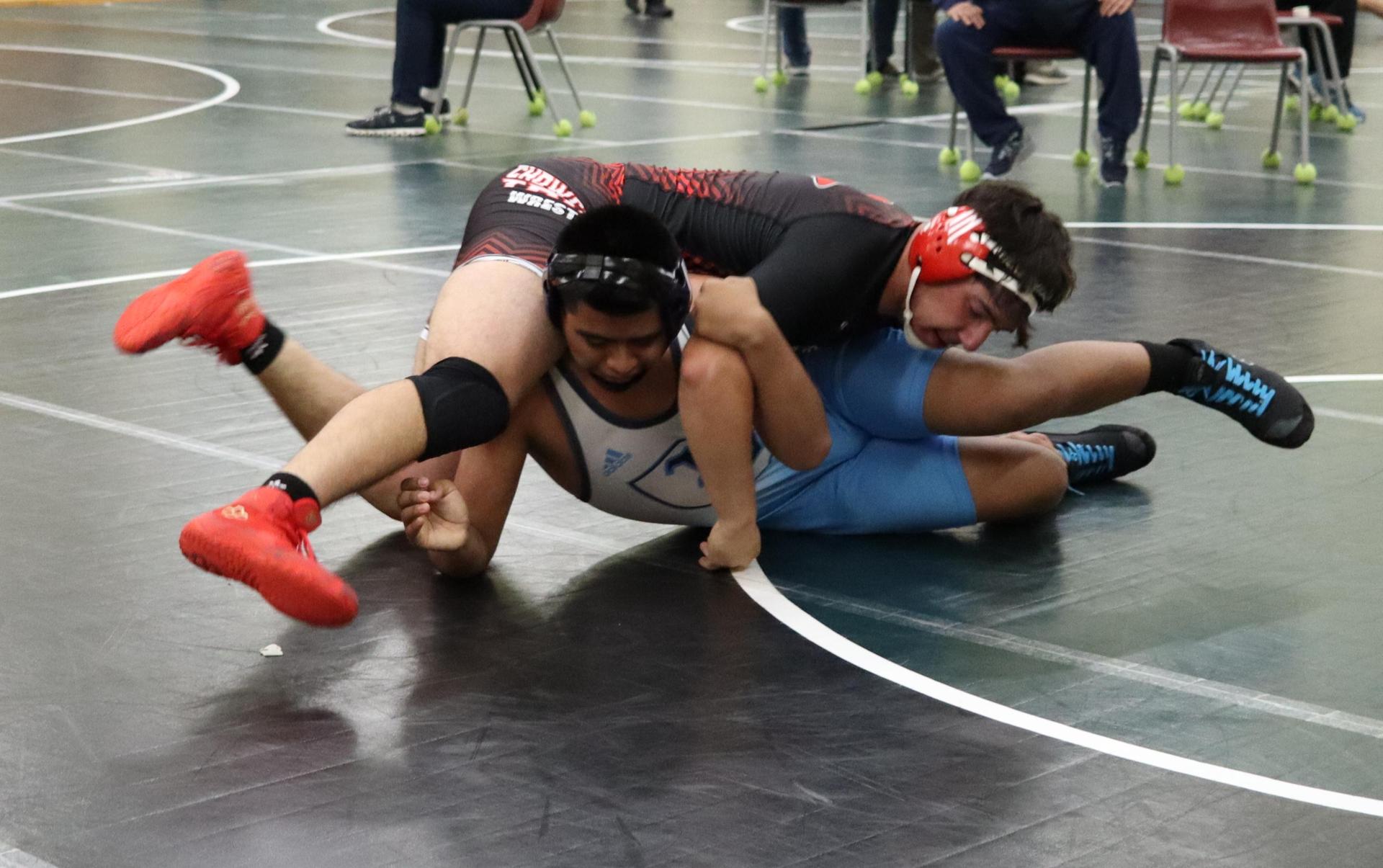 wrestlers in action at the Hawks invitational