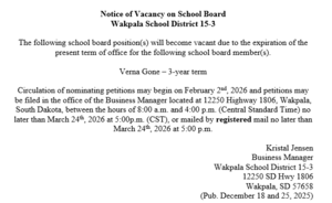 Board Vacancy letter