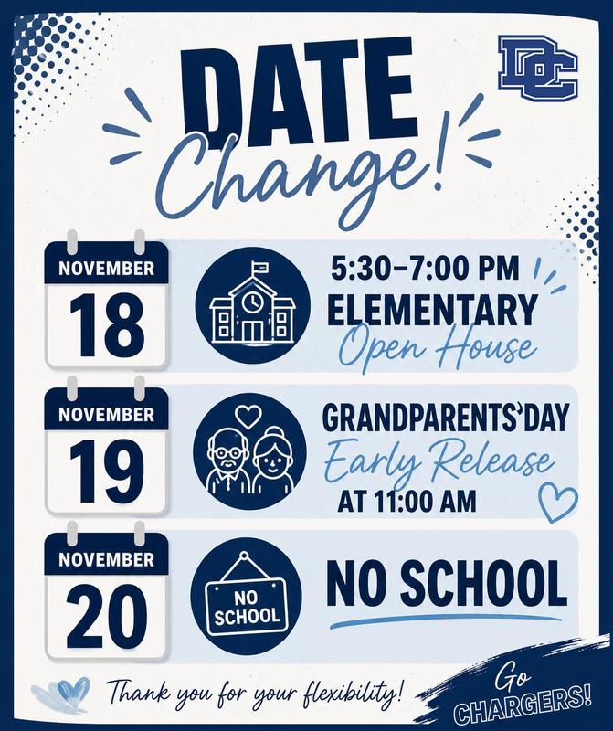 Elementary Open House & Grandparents' Day Date Changes in November!