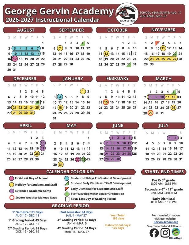 Instructional Calendar 2026-2027