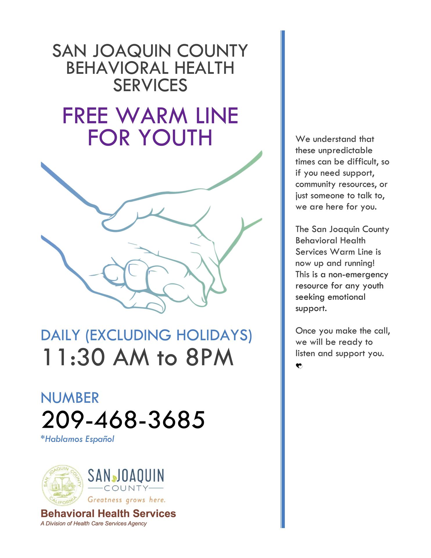 Warm Line for Youth