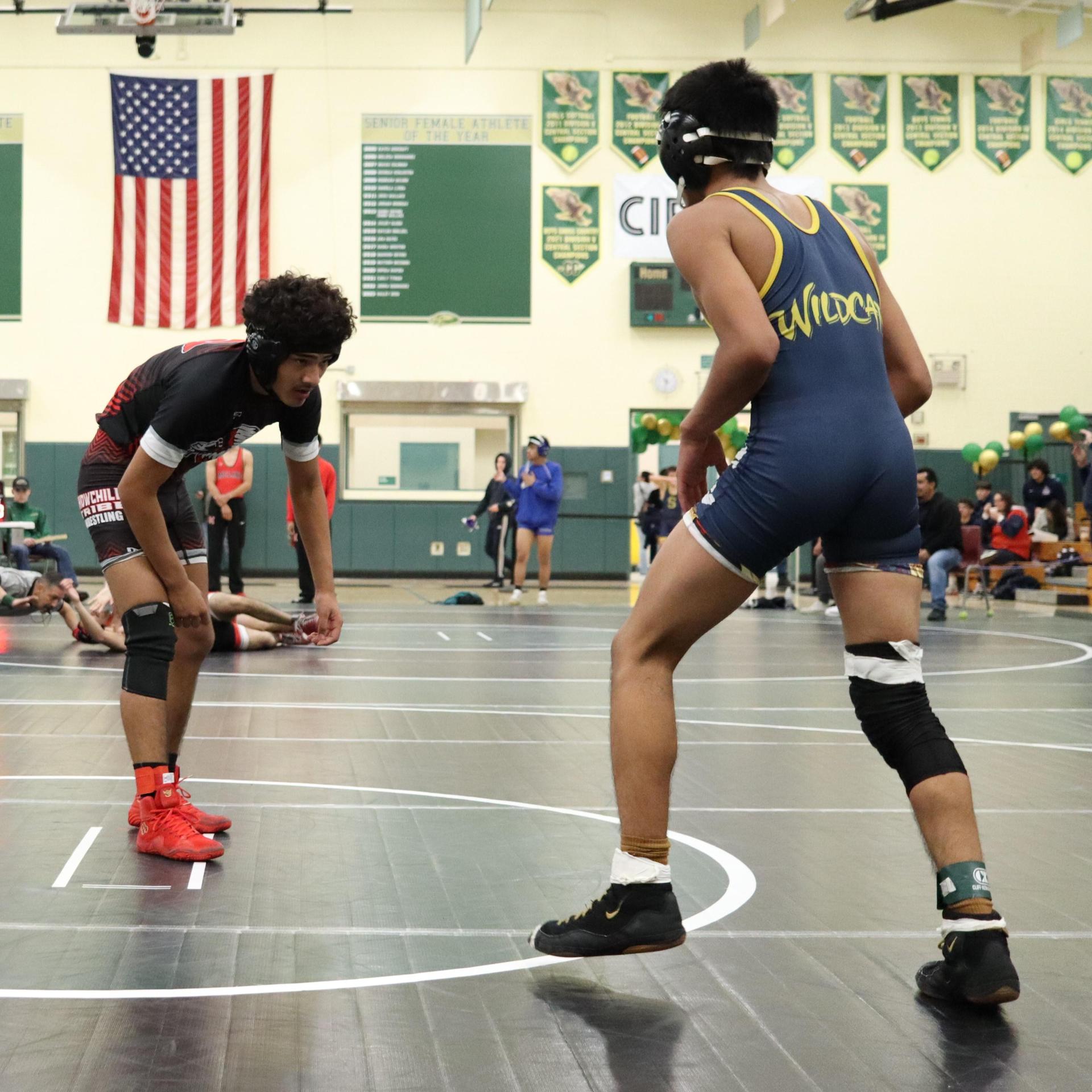 wrestlers in action at the Hawks invitational