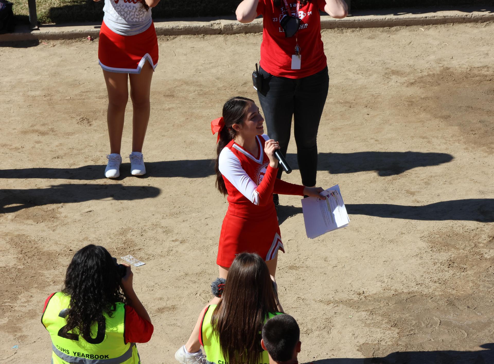 students and staff at the homecoming rally