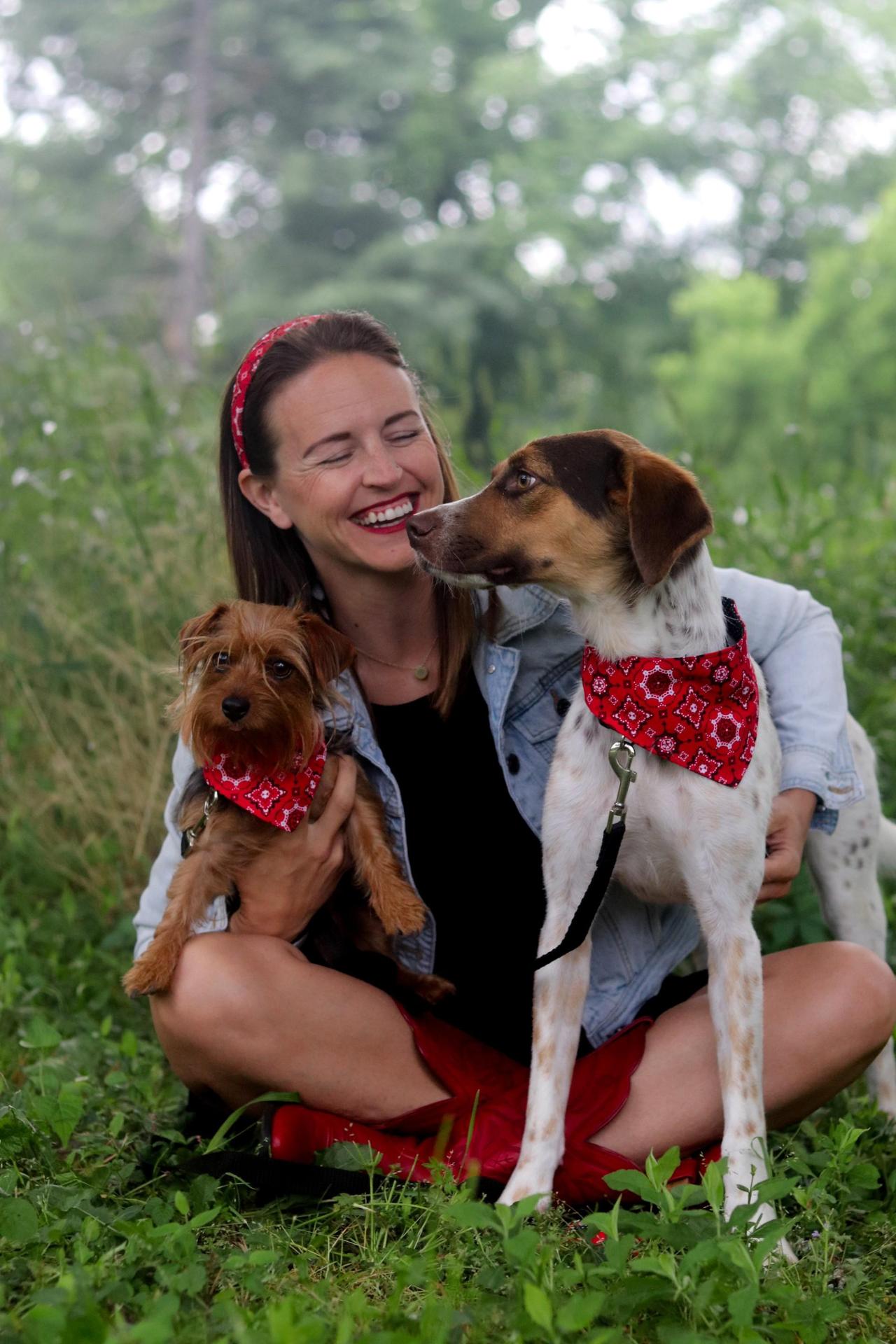 Girl with two dogs