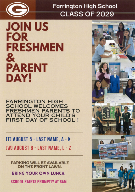 JOIN US FOR FRESHMEN & PARENT DAY!