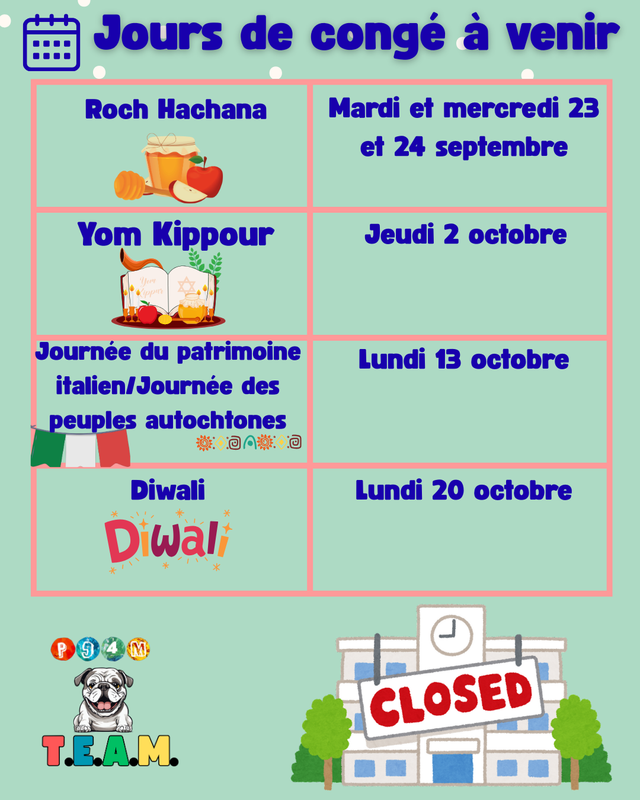 French- Light green background with table with text