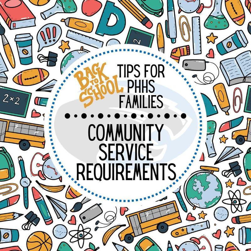 graphic that says "community service hour requirements"