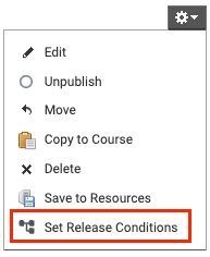 Conditional Release Menu