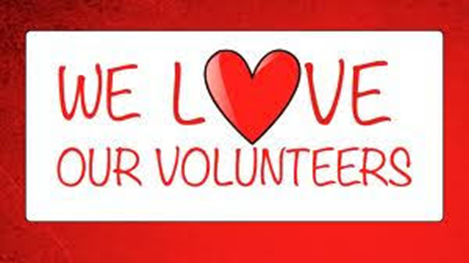 We love our volunteers in red text