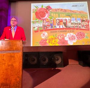 Pasadena Tournament of Roses President Terry Madigan welcomes SPUSD faculty and staff