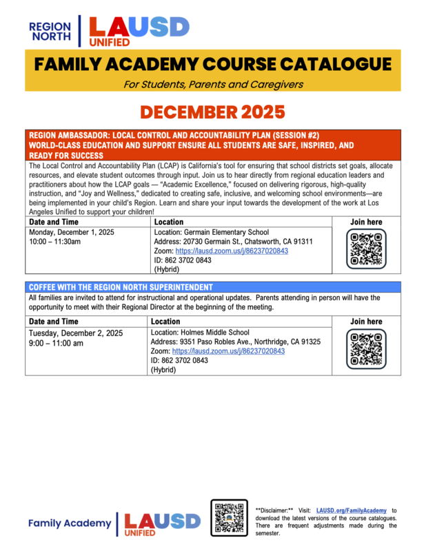 LAUSD News and Announcements Flyer