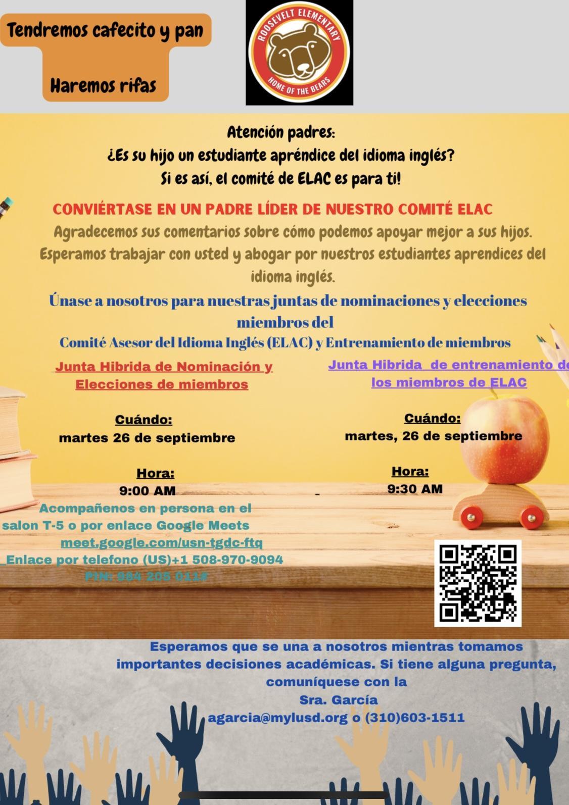 Elac nominations and election hybrid meeting roosevelt elementary school