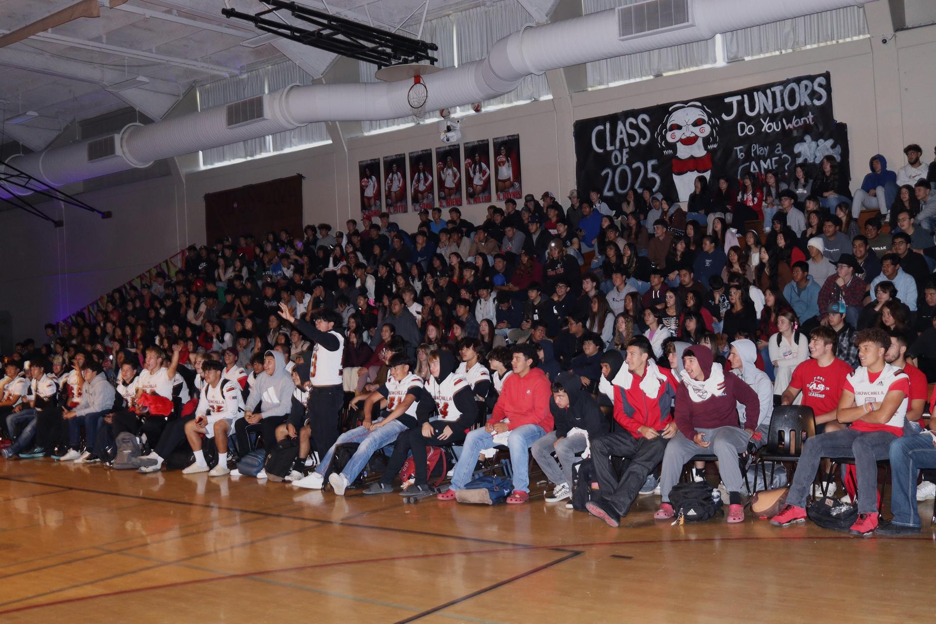 Students and staff enjoying the fall sports rally