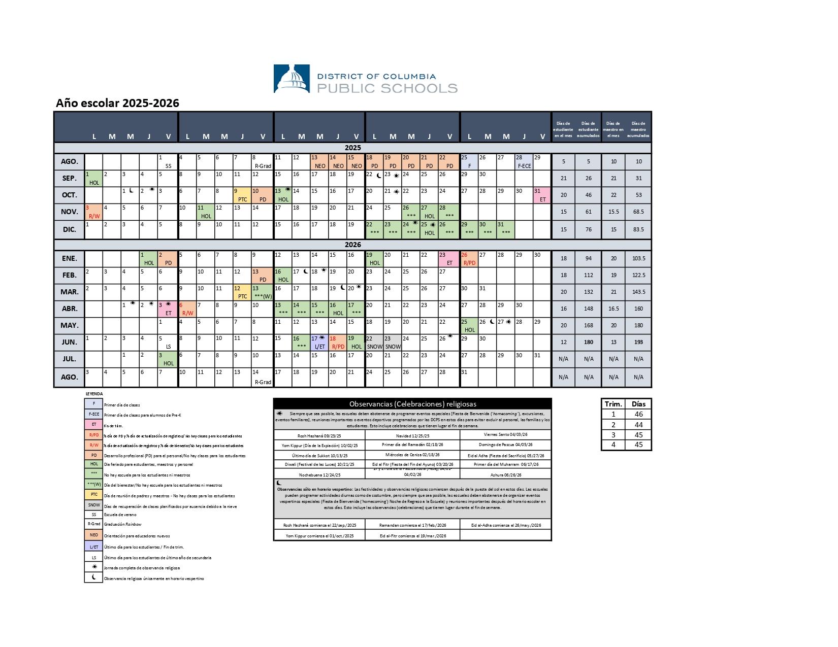 SY2526 Spanish Calendar