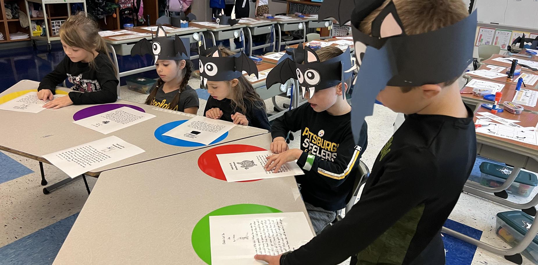 students working in class on Bat Day