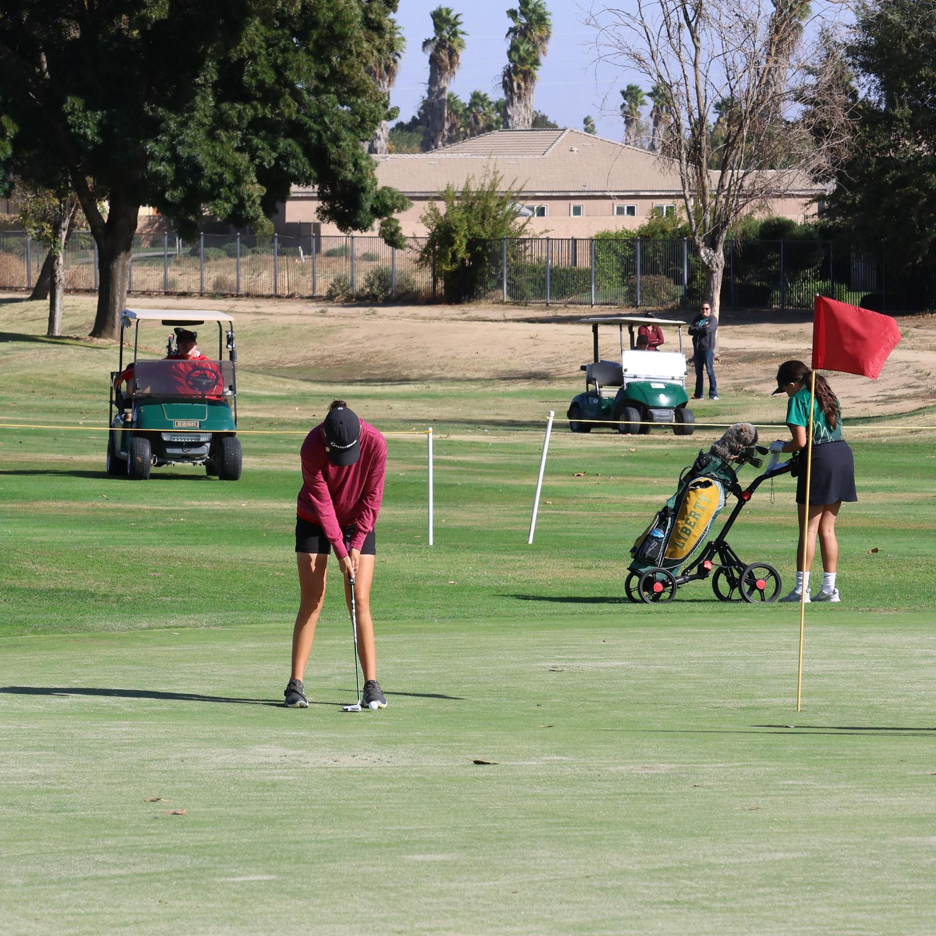 Girls golfers in action at the championships