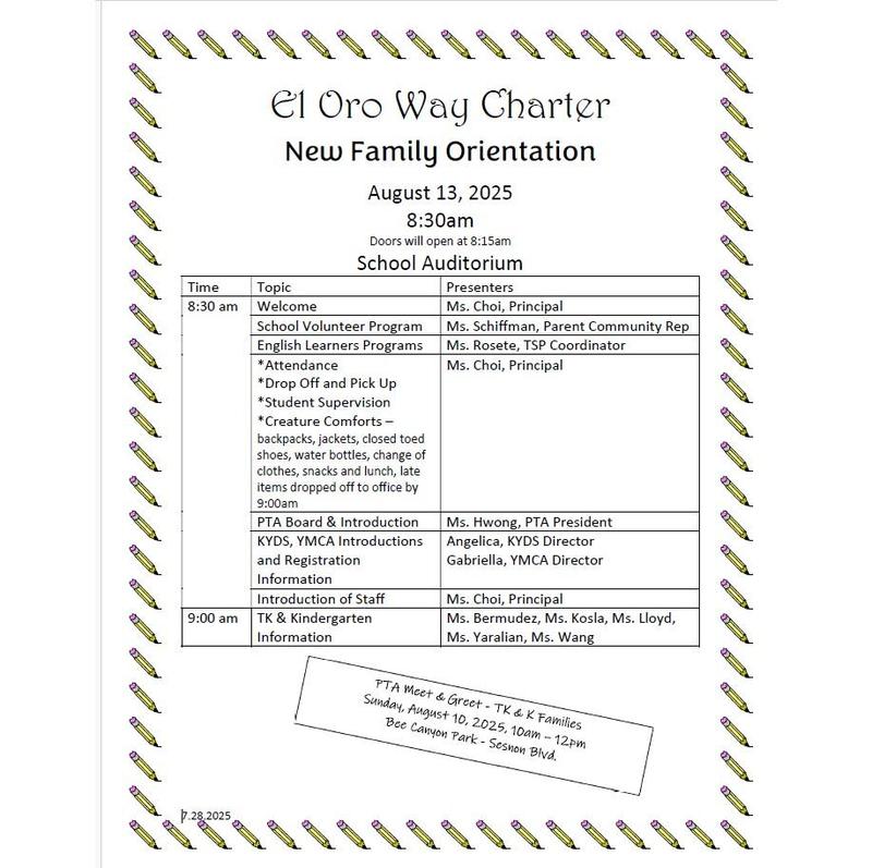 Orientation Agenda