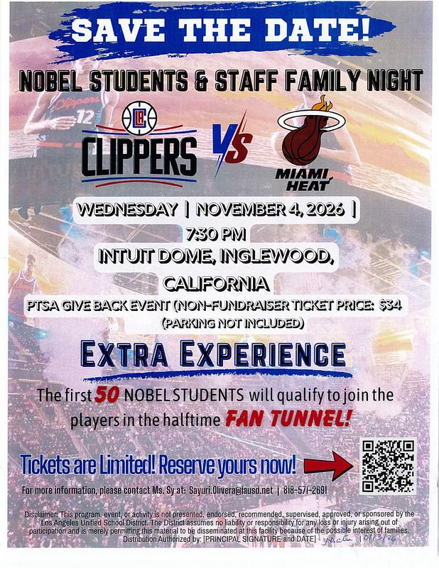 Nobel Family Day - Clippers Basketball Game Featured Photo