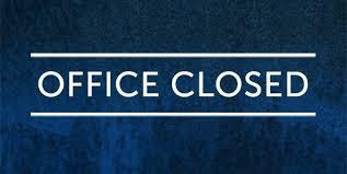 dark blue background with office closed