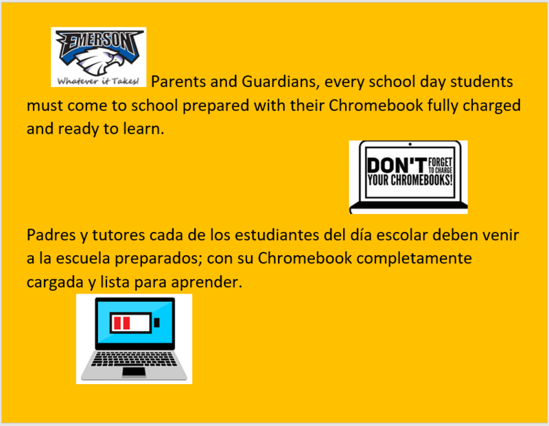 Student Chromebook Charge Information / Informacion sobre el cargo por Chrome para estudiantes