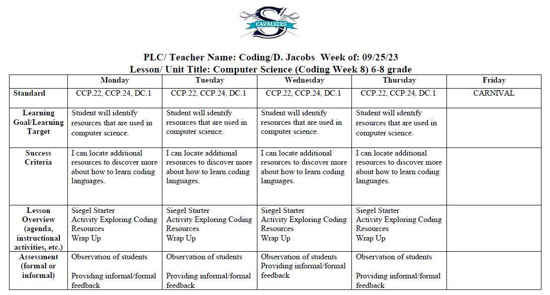 Lesson plans debbie jacobs siegel middle school