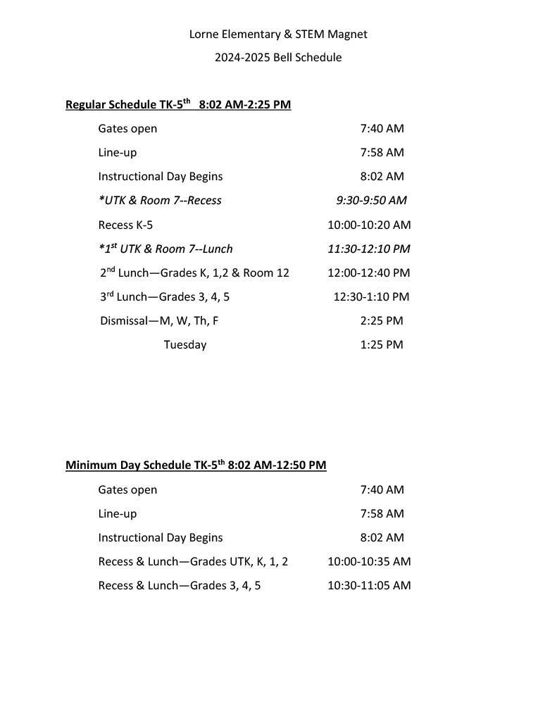 24-25 Bell Schedule