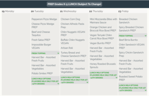 Lunch Menu / Menú del Almuerzo