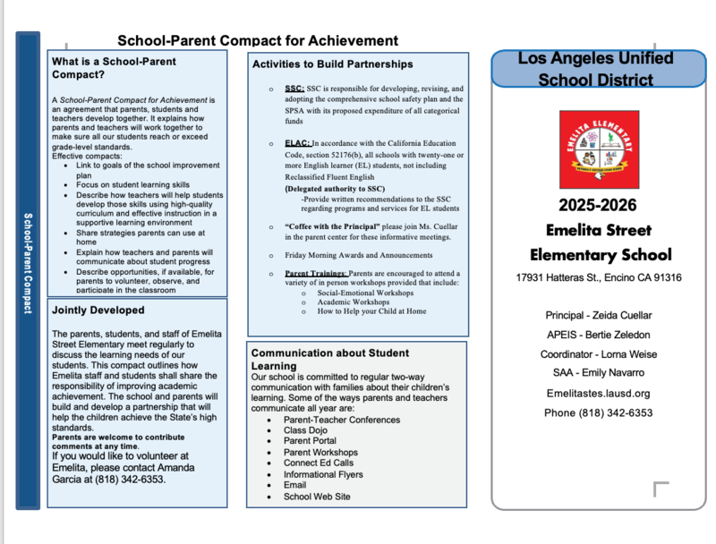 2025-2026 School/Parent Compact for Student Achievement