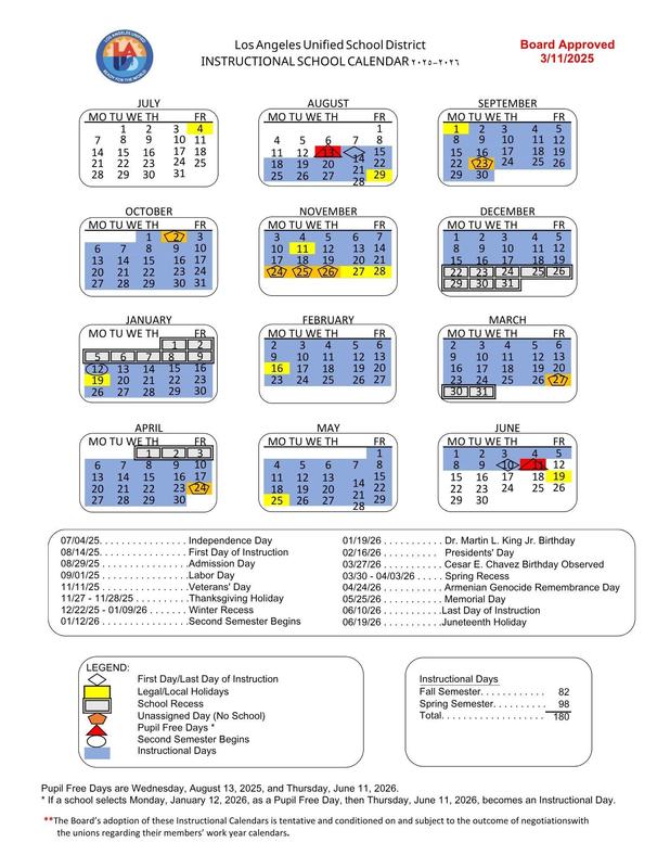 Instructional Calendar